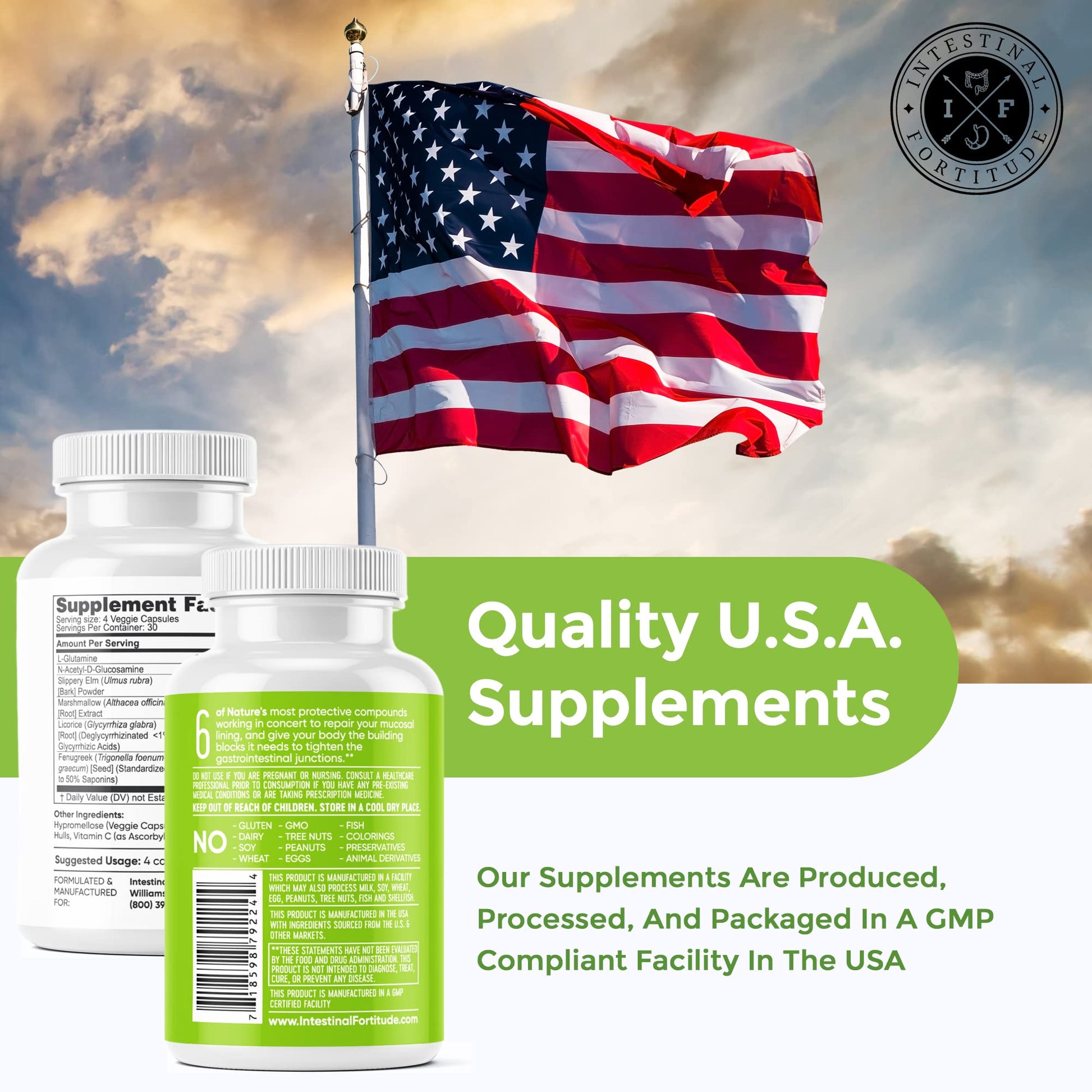 Intestinal Fortitude GLR-6 - Gut Lining Repair Supplement for Gut Health - Leaky Gut Repair with L-Glutamine, Slippery Elm, DGL Licorice Root, Marshmallow Root, Fenugreek - dailyvitalstore