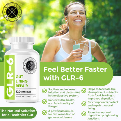 Intestinal Fortitude GLR-6 - Gut Lining Repair Supplement for Gut Health - Leaky Gut Repair with L-Glutamine, Slippery Elm, DGL Licorice Root, Marshmallow Root, Fenugreek - dailyvitalstore