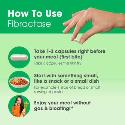Intoleran Fibractase 1200 Digestive Enzymes - 108 Capsules | Supplement for Fructans & Galactans Intolerance | Helps Digest Carbohydrates; Grains, Legumes - dailyvitalstore