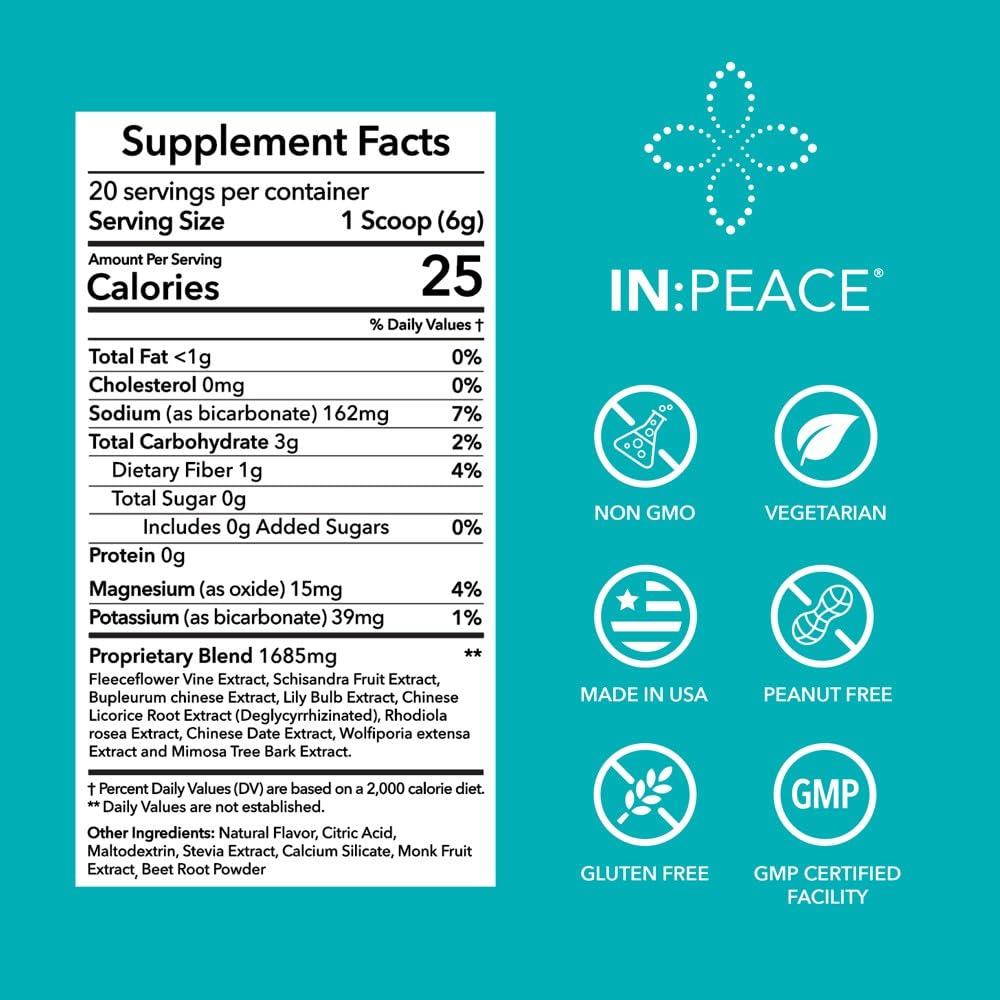 In:TotalWellness IN:Peace Herbal Calming Formula. 20 Serving Pouch, Wild Berry Flavor. 9 Herb Antioxidant + Adaptogen Blend. Clinically Proven Ingredients. Crafted by a Licensed Herbalist - dailyvitalstore