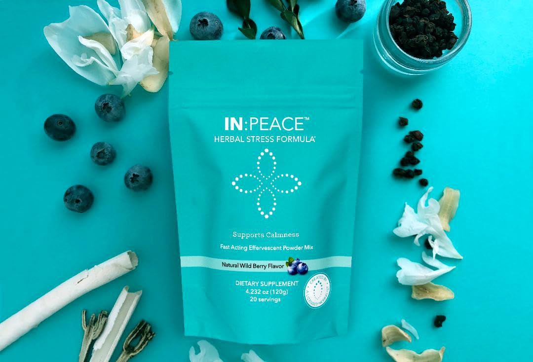 In:TotalWellness IN:Peace Herbal Calming Formula. 20 Serving Pouch, Wild Berry Flavor. 9 Herb Antioxidant + Adaptogen Blend. Clinically Proven Ingredients. Crafted by a Licensed Herbalist - dailyvitalstore