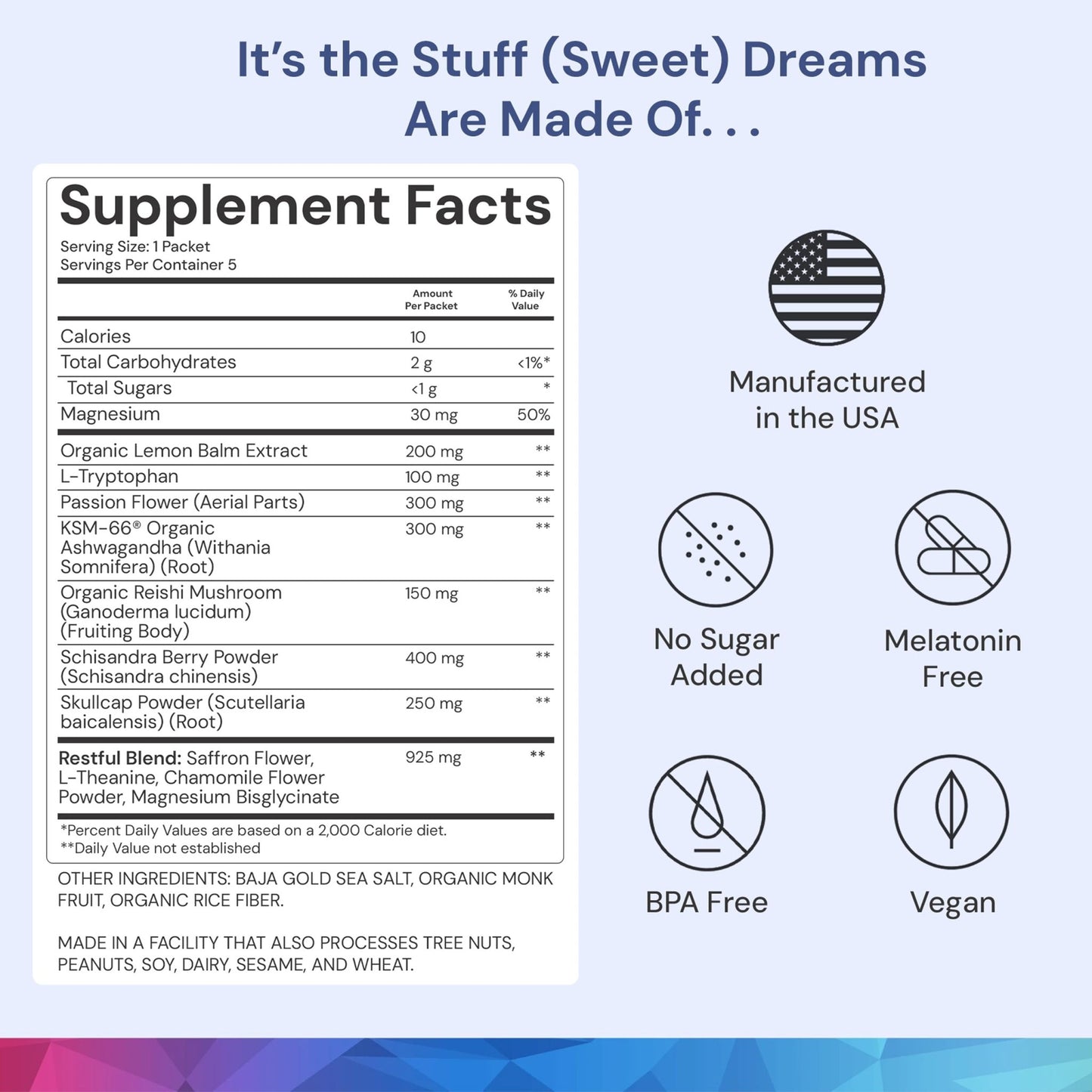 ION* Intelligence of Nature Restful Sleep - Ashwagandha Calm Sleep Aid Powder Drink Mix for Restful Night with Magnesium and L Theanine for Women and Men - 5 Packets - dailyvitalstore
