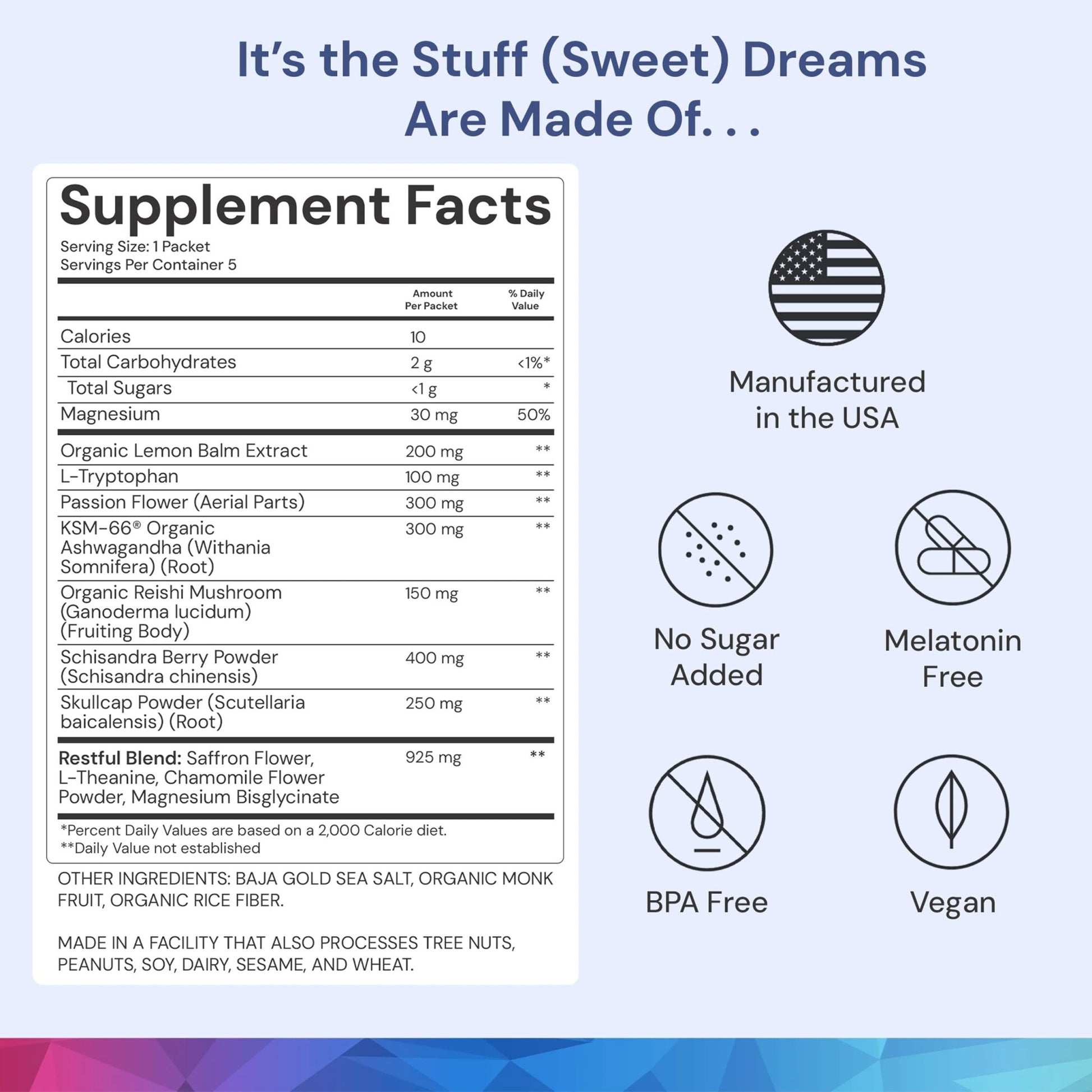 ION* Intelligence of Nature Restful Sleep - Ashwagandha Calm Sleep Aid Powder Drink Mix for Restful Night with Magnesium and L Theanine for Women and Men - 5 Packets - dailyvitalstore