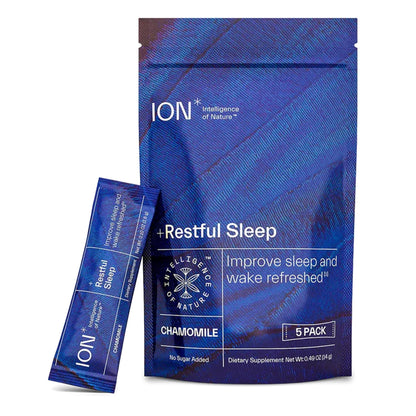 ION* Intelligence of Nature Restful Sleep - Ashwagandha Calm Sleep Aid Powder Drink Mix for Restful Night with Magnesium and L Theanine for Women and Men - 5 Packets - dailyvitalstore