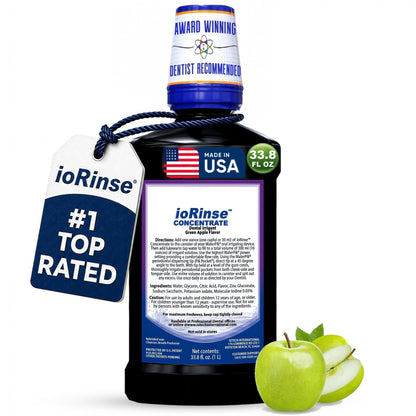 ioRinse Concentrated Irrigant with Active Molecular Iodine, Alcohol-Free Dental Irrigant, for use with Waterpik Water Flossers - dailyvitalstore