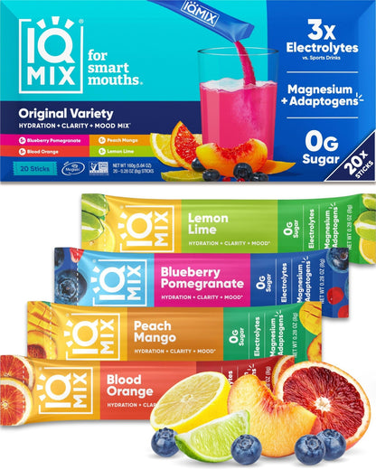 IQMIX Hydration Electrolyte Powder – 4-in-1 Formula for Hydration, Mental Clarity, Mood and Recovery – Sugar-Free Drink Mix, Keto, Magnesium L-Threonate - dailyvitalstore