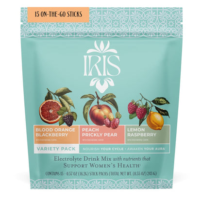 Iris Women’s Hormonal Health Daily Electrolyte Drink Mix | High Fiber, Essential B Vitamins for Mood Support | 40:1 Myo & D‑Chiro Inositol | Variety Pack, - dailyvitalstore
