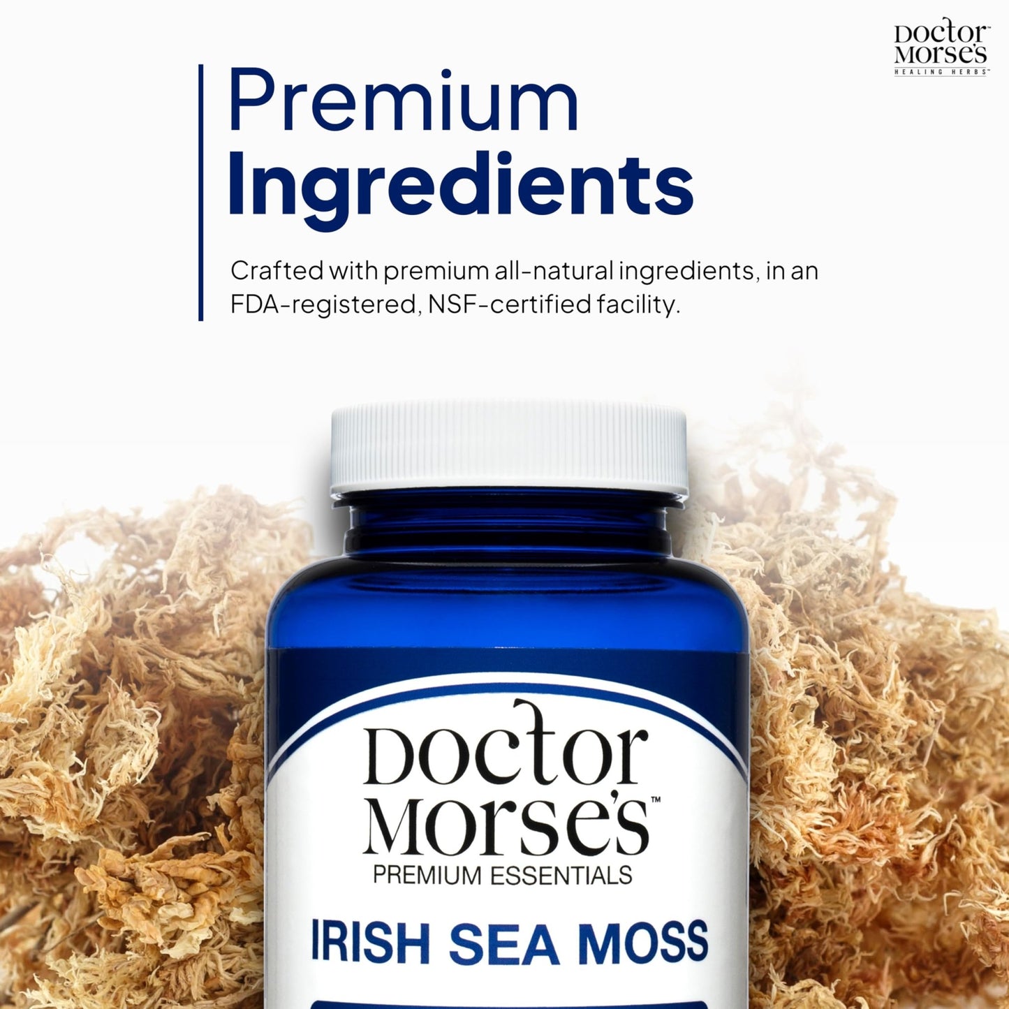 Irish Sea Moss Advanced Supplement Capsules 1500mg, Ultra Potent Seamoss Advanced with Bladderwrack & Burdock Root, Made in FDA-Registered, NSF-Certified Facility, Overall Health Support, 90 Capsules - dailyvitalstore
