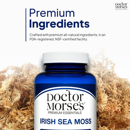 Irish Sea Moss Advanced Supplement Capsules 1500mg, Ultra Potent Seamoss Advanced with Bladderwrack & Burdock Root, Made in FDA-Registered, NSF-Certified Facility, Overall Health Support, 90 Capsules - dailyvitalstore
