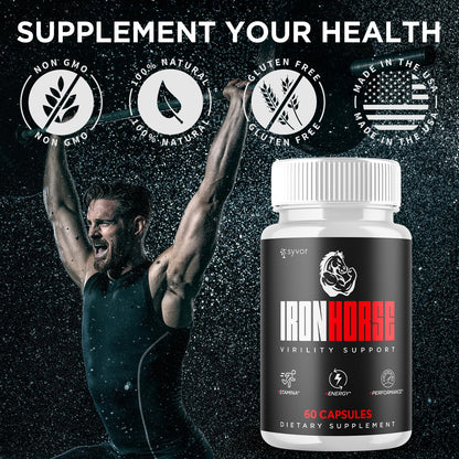 Iron Horse Supplement Pills, Official Iron Horse Pills for Men with All Natural Ingredients, Advanced IronHorse Capsules Designed to Support Health and Wellness with Premium Vitamins (60 Capsules) - dailyvitalstore