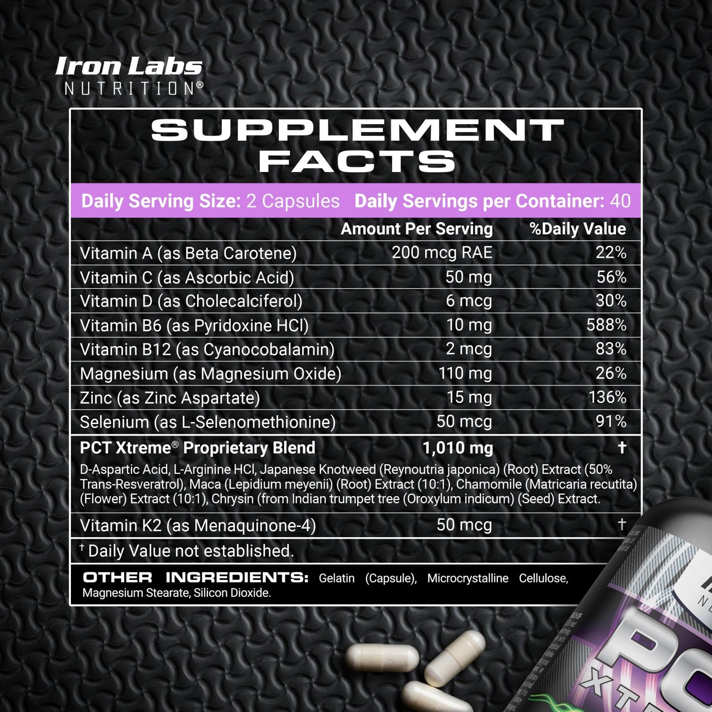 Iron Labs Nutrition PCT Xtreme - PCT Supplement for Men - 30 Day Course - Post Cycle Support Booster (80 Capsules) - dailyvitalstore