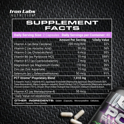 Iron Labs Nutrition PCT Xtreme - PCT Supplement for Men - 30 Day Course - Post Cycle Support Booster (80 Capsules) - dailyvitalstore