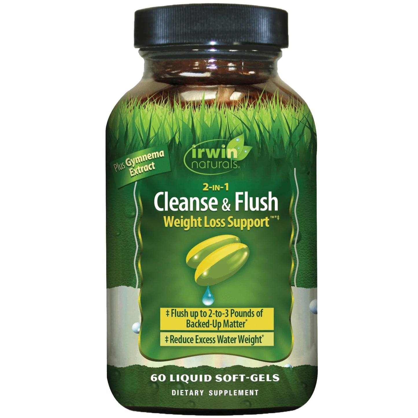 Irwin Naturals 2-in-1 Cleanse & Flush Support - 60 Liquid Soft-Gels - Flushes Digestive Tract & Reduces Bloating - 30 Total Servings - dailyvitalstore