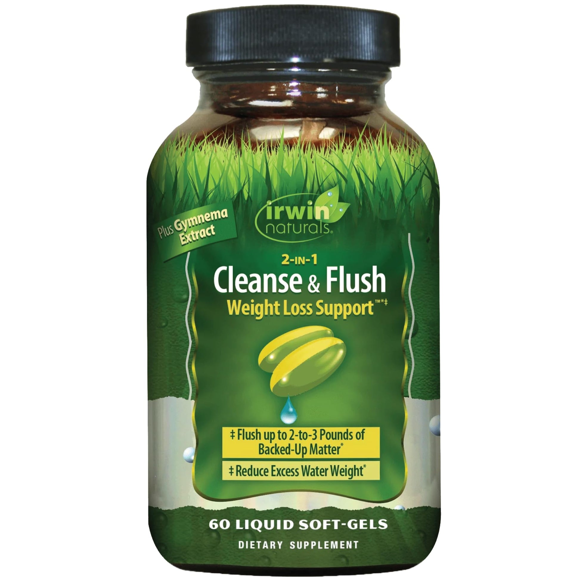 Irwin Naturals 2-in-1 Cleanse & Flush Support - 60 Liquid Soft-Gels - Flushes Digestive Tract & Reduces Bloating - 30 Total Servings - dailyvitalstore