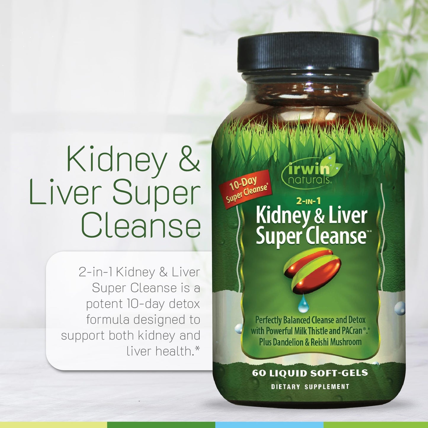 Irwin Naturals 2-in-1 Kidney & Liver Super Cleanse (10-Day) - Balanced Liver Detox & Kidney Cleanse - Milk Thistle Dandelion Root & Reishi Mushroom - dailyvitalstore