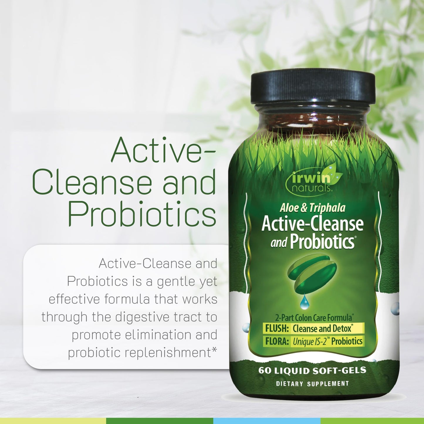 Irwin Naturals Aloe & Triphala Active Cleanse + Probiotics - 60 Liquid Softgels - Natural Digestive Support - Gentle, Effective Detox - dailyvitalstore