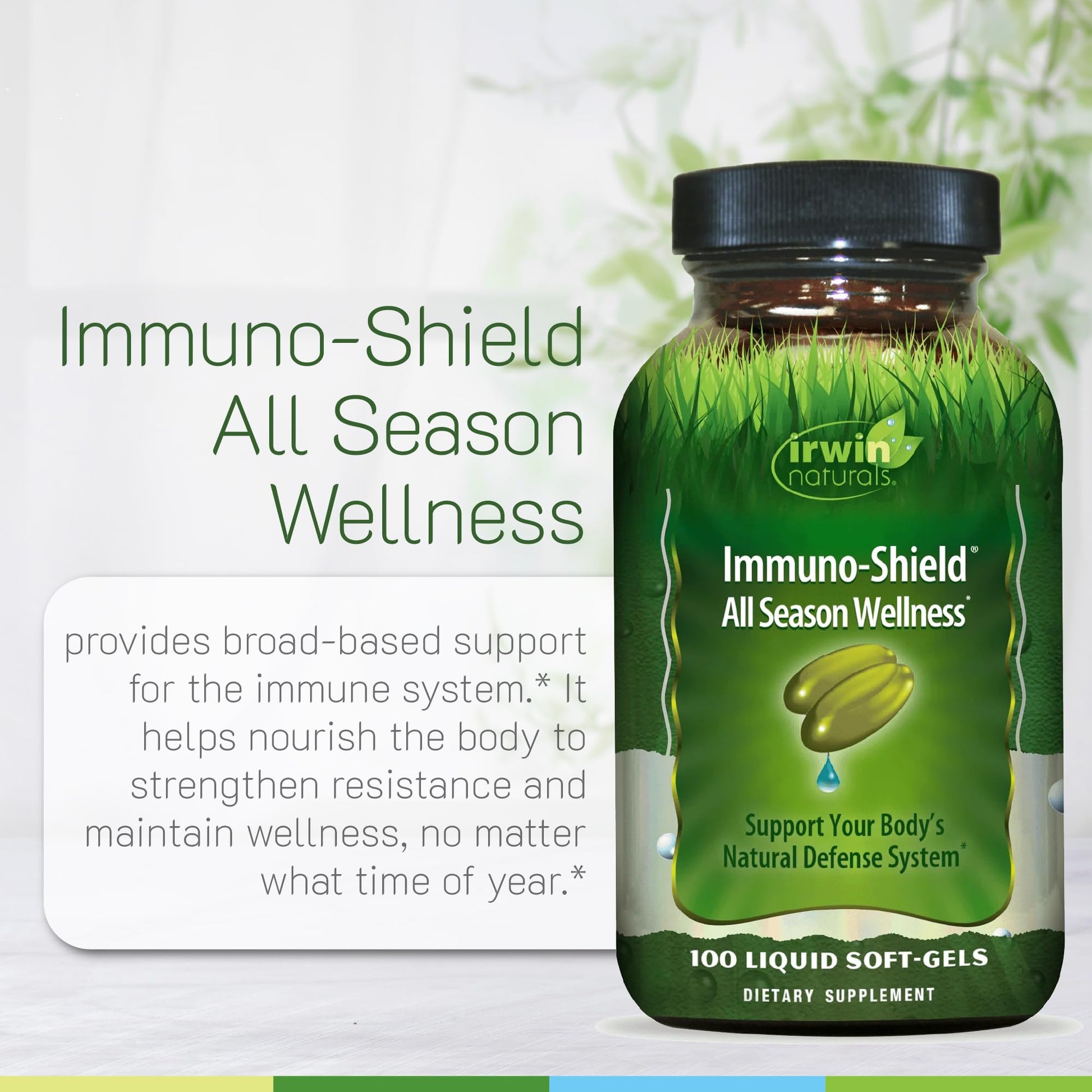 Irwin Naturals Immuno-Shield All Season Wellness for Body's Natural Defense System - 100 Liquid Softgels - dailyvitalstore