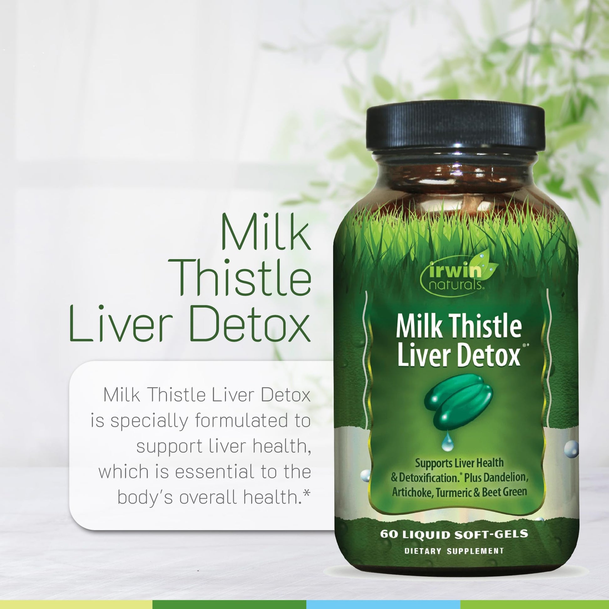 Irwin Naturals Milk Thistle Liver Detox - 60 Liquid Soft-Gels, Pack of 2 - Supports Liver Health with Dandelion, Artichoke, Turmeric & Green Beet Root - 60 Total Servings - dailyvitalstore