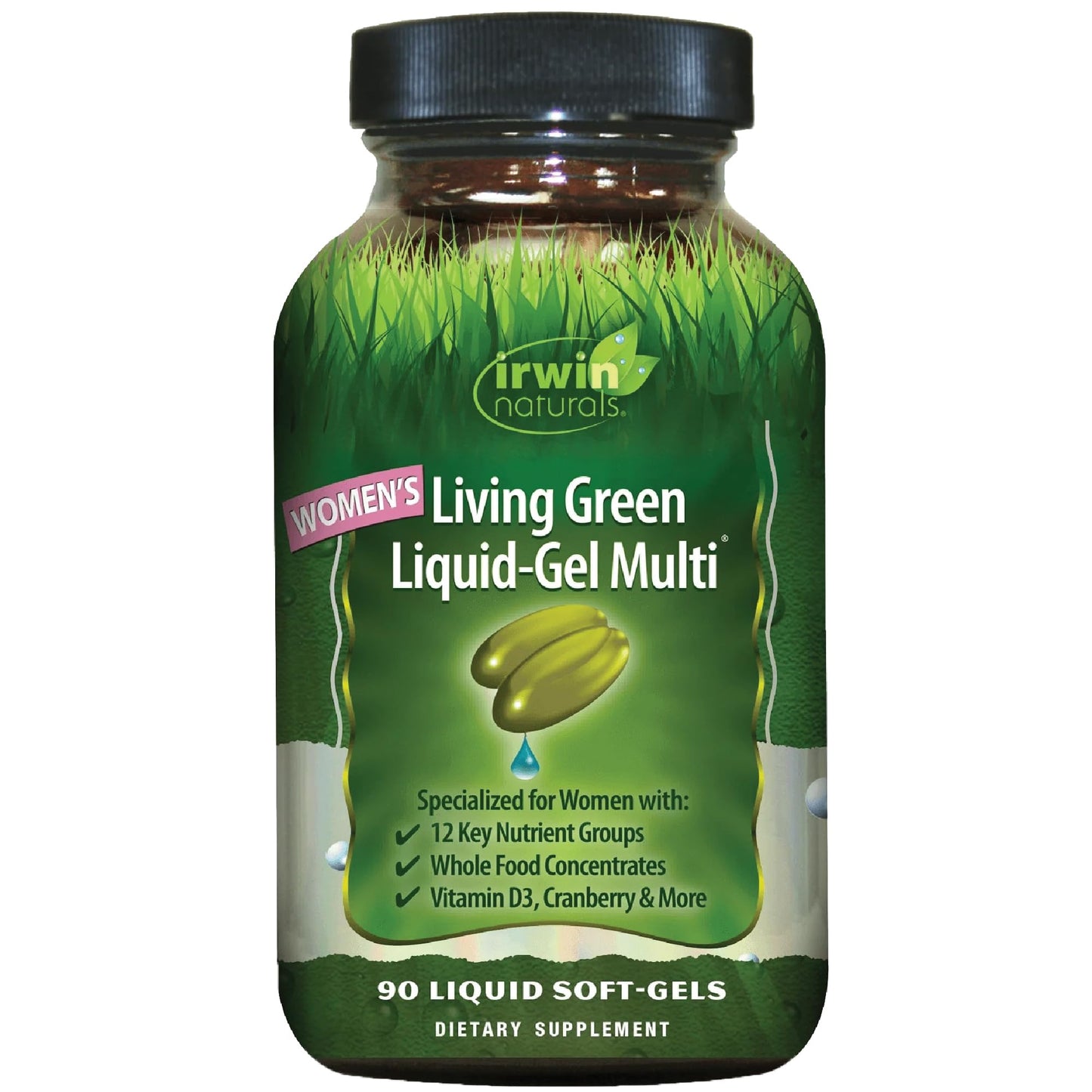 Irwin Naturals Women’s Living Green Liquid-Gel Multi - Whole Food Multivitamin for Women with 70 Nutrients, Omega Oils & Greens Blend - Liquid Soft-Gels with BioPerine® for Absorption - 120 Count - dailyvitalstore