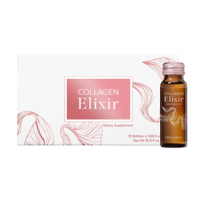Isagenix Collagen Elixir - Drink with Marine Collagen Peptides - Support a Youthful Appearance with Vitamin C, Zinc & Biotin - 10 Bottles (1 Box) - dailyvitalstore