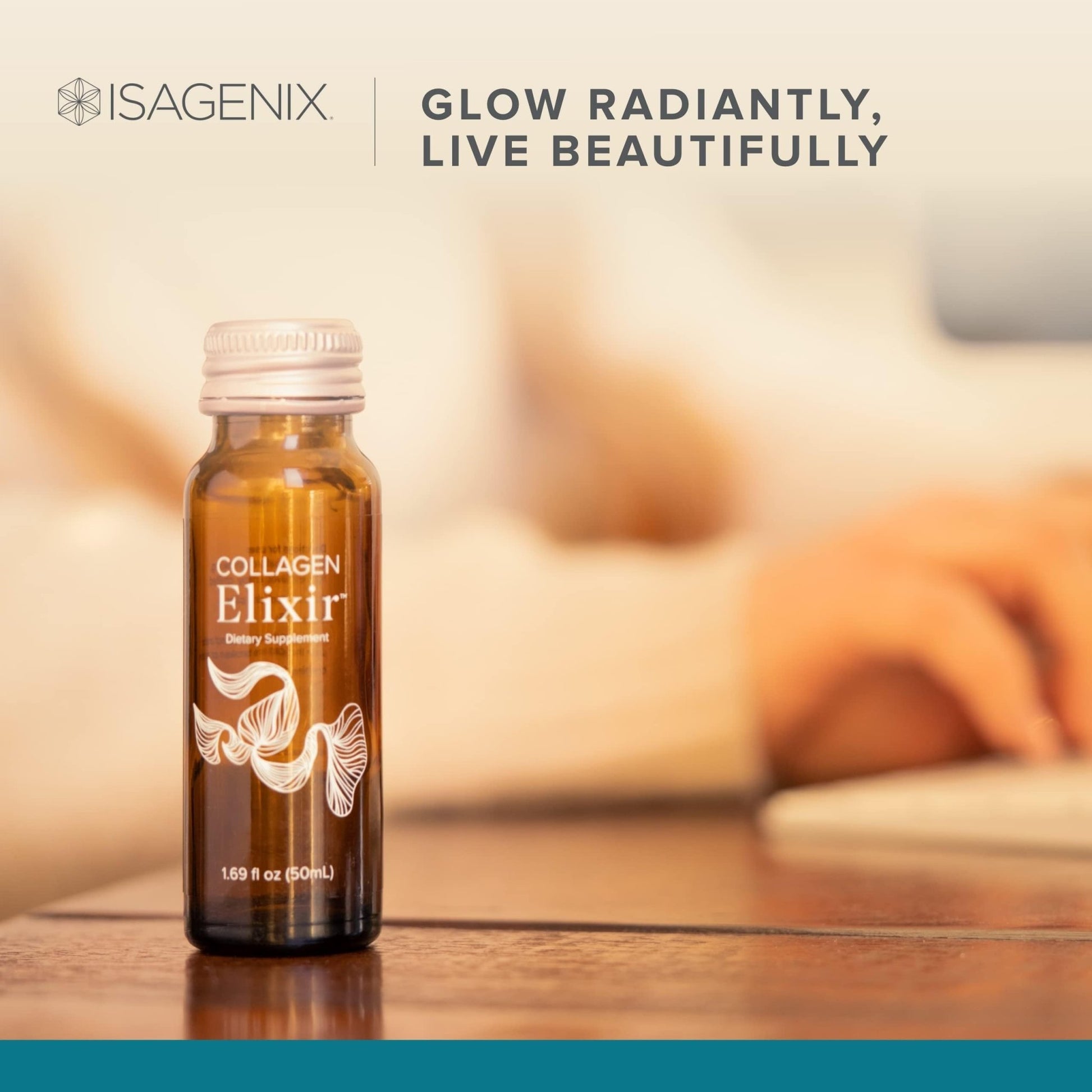 Isagenix Collagen Elixir - Drink with Marine Collagen Peptides - Support a Youthful Appearance with Vitamin C, Zinc & Biotin - 10 Bottles (1 Box) - dailyvitalstore