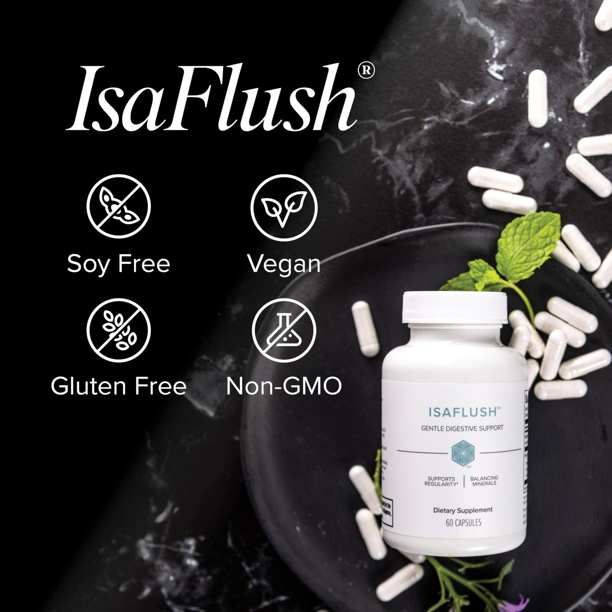 Isagenix IsaFlush - Gentle Digestive Support with Balanced Minerals Encouraging Regularity - No Harsh Laxatives - 60 Capsules - dailyvitalstore