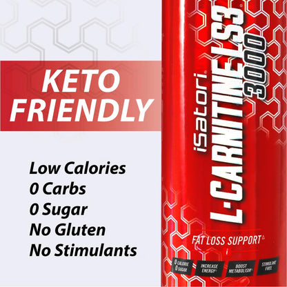 iSatori L-Carnitine LS3 3000, Liquid L-Carnitine with Acetyl L-Carnitine, L-Carnitine L-Tartrate, Stimulant Free Pre Workout, Low Calories, Sugar, Gluten, - dailyvitalstore