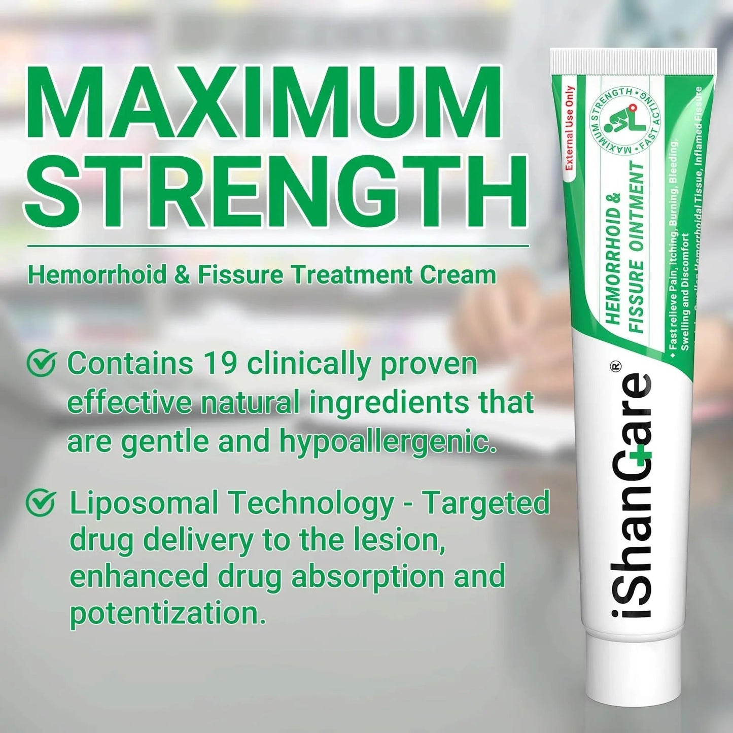 ishancare Hemorrhoid Cream, Hemorrhoid & Fissure Treatment Ointment Extra Strength, Relief Anal Pain, Itching, Bleeding, Swelling, Discomfort, Natural Herbs Fast Acting Ingredients, Contains Vitamin E - dailyvitalstore