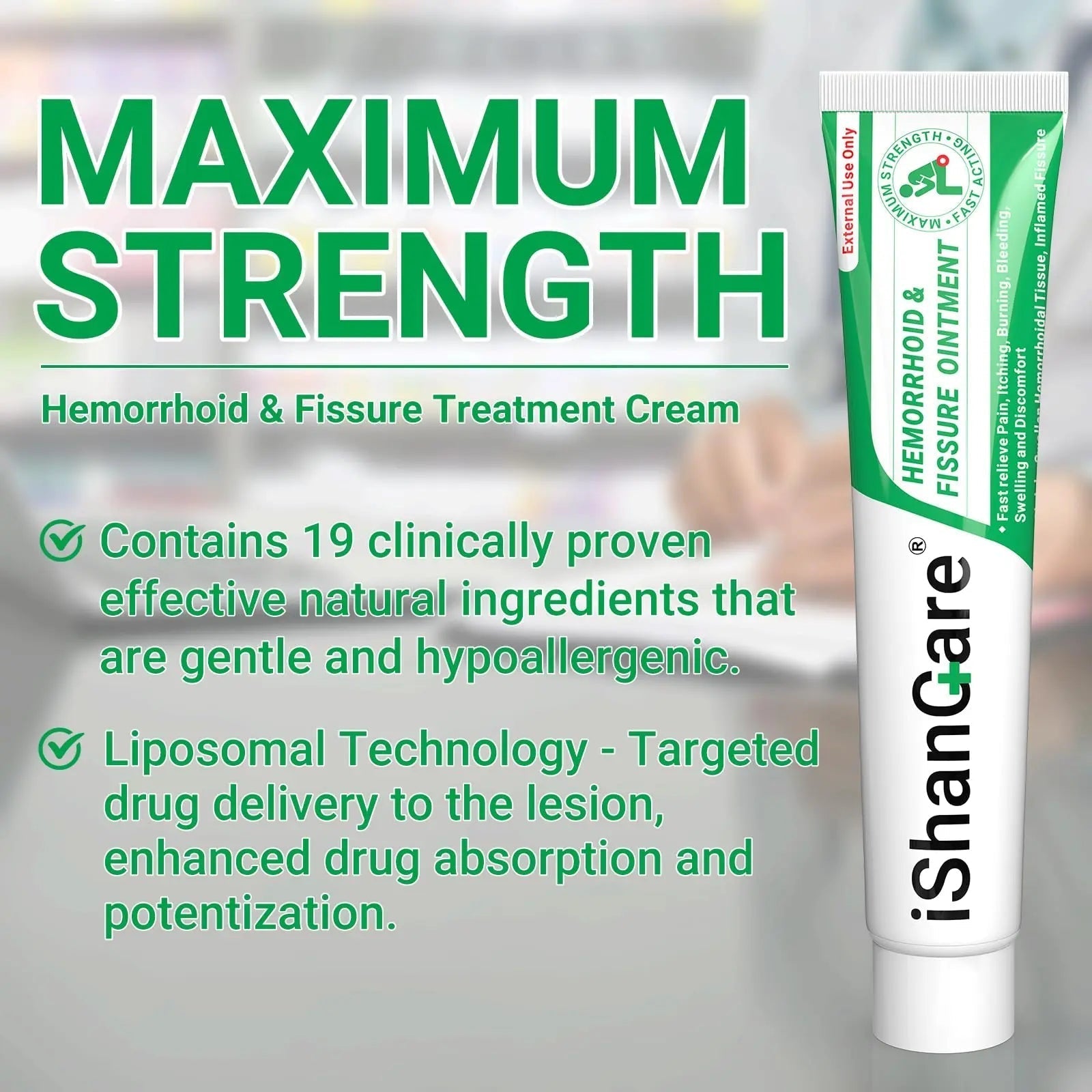 ishancare Hemorrhoid Cream, Hemorrhoid & Fissure Treatment Ointment Extra Strength, Relief Anal Pain, Itching, Bleeding, Swelling, Discomfort, Natural Herbs Fast Acting Ingredients, Contains Vitamin E - dailyvitalstore