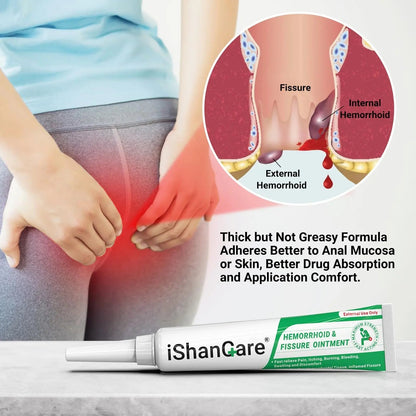 ishancare Hemorrhoid Cream, Hemorrhoid & Fissure Treatment Ointment Extra Strength, Relief Anal Pain, Itching, Bleeding, Swelling, Discomfort, Natural Herbs Fast Acting Ingredients, Contains Vitamin E - dailyvitalstore