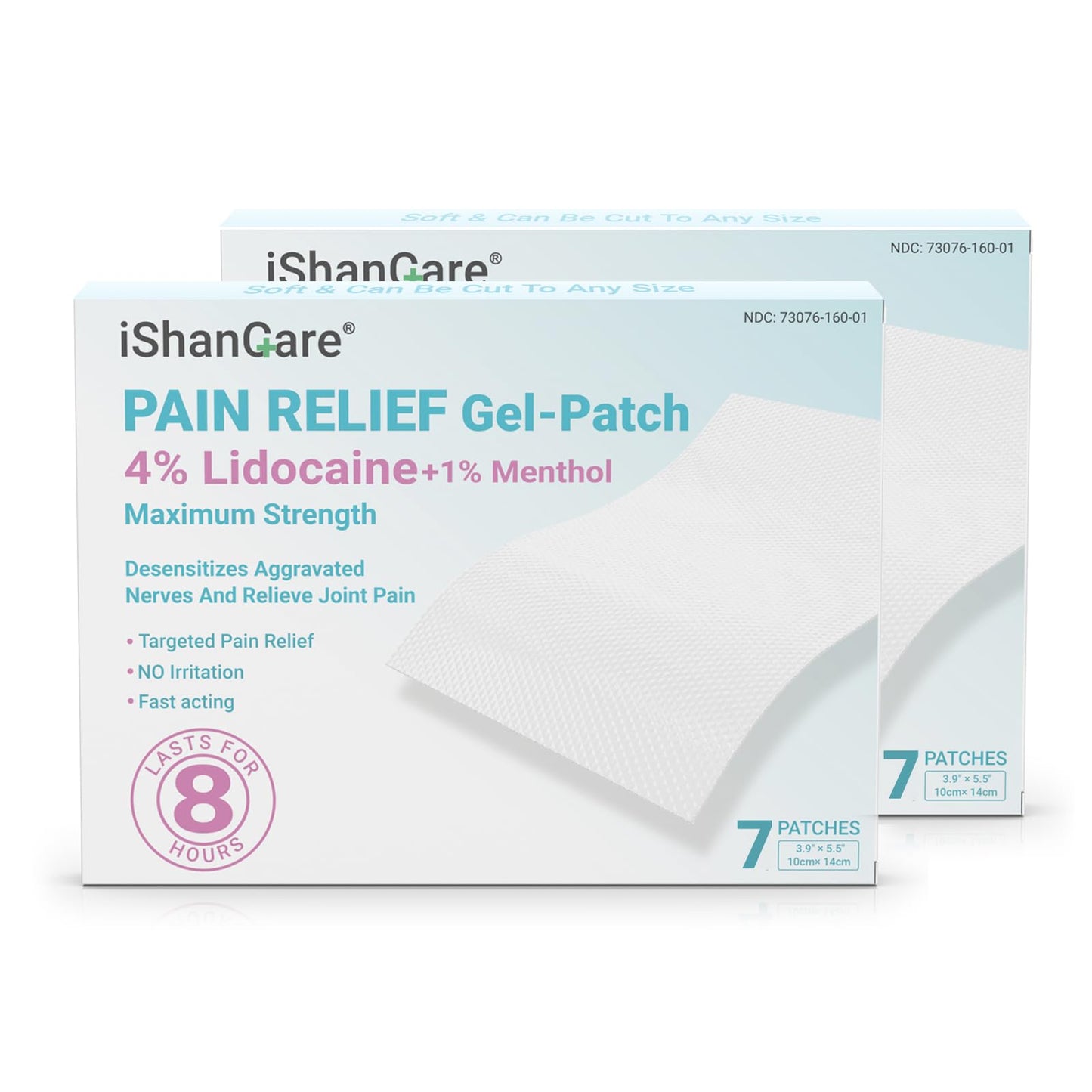 ishancare Lidocaine 4% + Menthol 1% Patches 14Count Fast Acting Maximum Strength Back Neck, Shoulders, Knees, Elbows Pain Relief - Temporary Nerve & Joint Pain Solution - dailyvitalstore