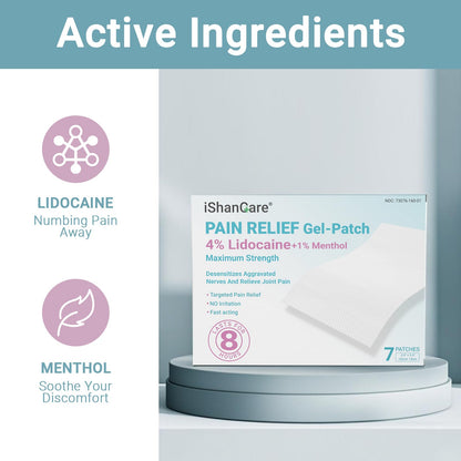 ishancare Lidocaine 4% + Menthol 1% Patches 14Count Fast Acting Maximum Strength Back Neck, Shoulders, Knees, Elbows Pain Relief - Temporary Nerve & Joint Pain Solution - dailyvitalstore