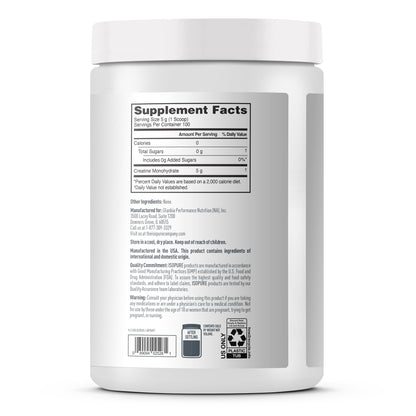 Isopure 100% Pure Creatine Monohydrate Powder, Sugar Free, Unflavored, 5g Creatine Monohydrate Per Serving, 1.1 Lbs, - dailyvitalstore