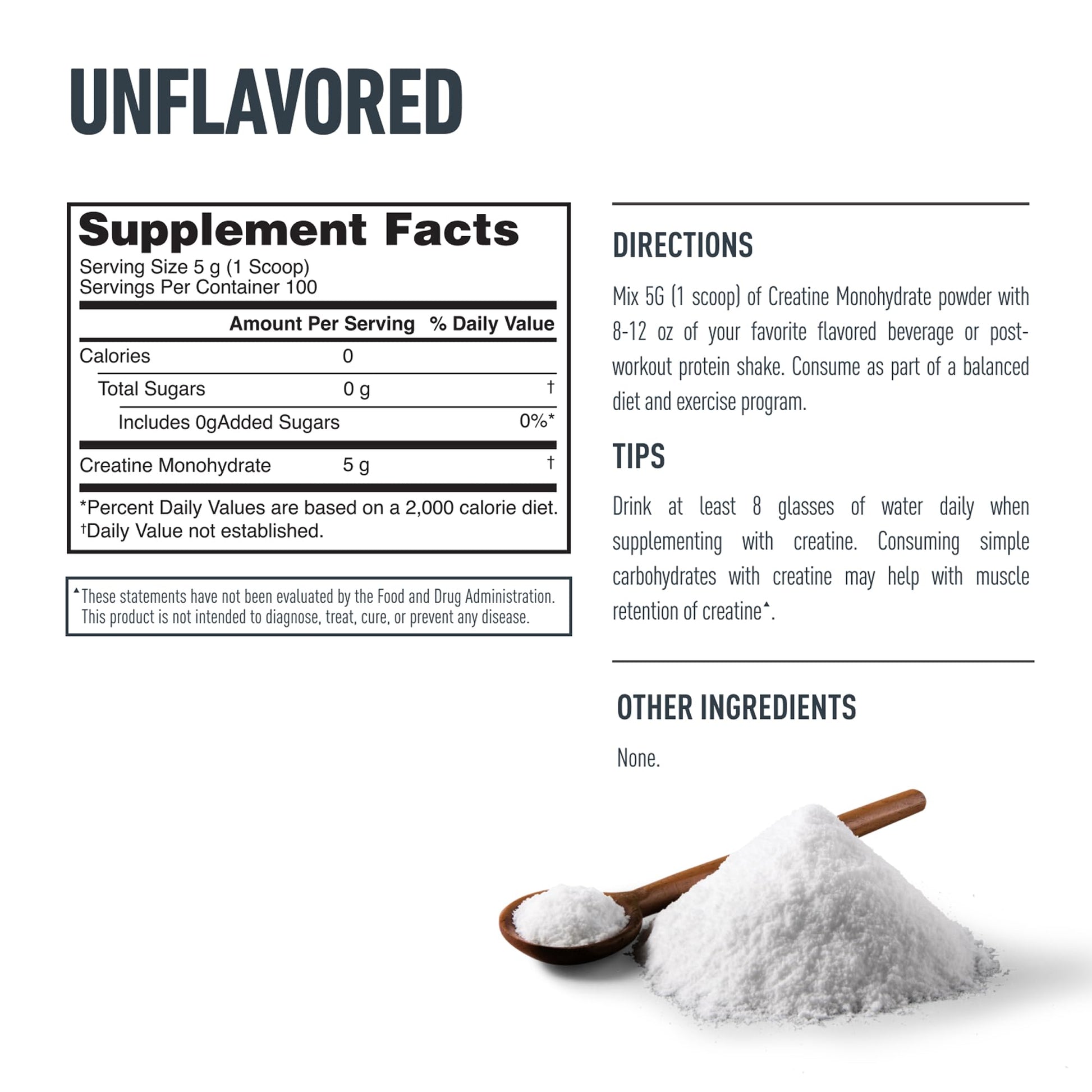 Isopure 100% Pure Creatine Monohydrate Powder, Sugar Free, Unflavored, 5g Creatine Monohydrate Per Serving, 1.1 Lbs, - dailyvitalstore