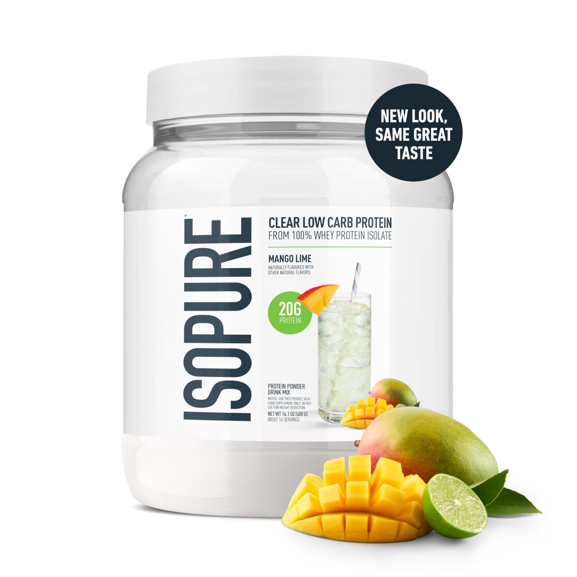 Isopure Clear Whey Isolate Protein Powder, Lactose Free, Gluten Free, Naturally Flavored, Mango Lime, 20g Protein Per Serving, 14.1 Oz, 16 Servings (Packaging May Vary) - dailyvitalstore