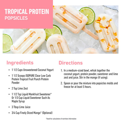 Isopure Clear Whey Isolate Protein Powder, Lactose Free, Gluten Free, Naturally Flavored, Tropical Punch, 20g Protein Per Serving, 14.1 Oz, 16 Servings (Packaging May Vary) - dailyvitalstore