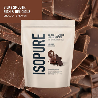 Isopure Low Carb 100% Pure Whey Isolate Protein Powder, Lactose Free, Gluten Free, With Vitamins, Dark Chocolate, 25g Protein Per Serving, 1 Lb, - dailyvitalstore
