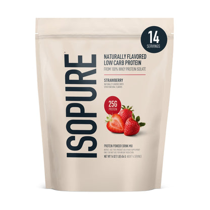Isopure Low Carb 100% Pure Whey Isolate Protein Powder, Lactose Free, Gluten Free, With Vitamins, Strawberry, 25g Protein Per Serving, 1 Lb, 14 Servings (Packaging May Vary) - dailyvitalstore