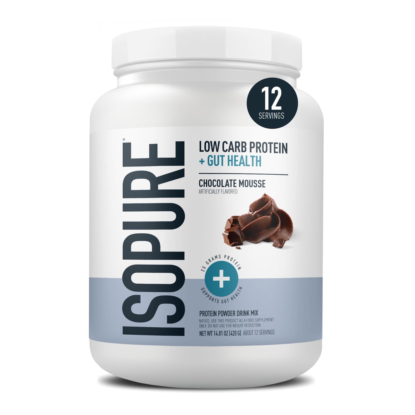 Isopure Protein + Gut Health & Immune Support Powder, Chocolate Mousse, 25g Whey Protein with Prebiotics & Vitamins, 12 Servings (Pack of 1) - dailyvitalstore