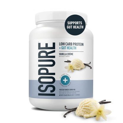 Isopure Protein + Gut Health & Immune Support Powder, Vanilla Crème, 25g Whey Protein with Prebiotics & Vitamins, 12 Servings (Pack of 1) - dailyvitalstore