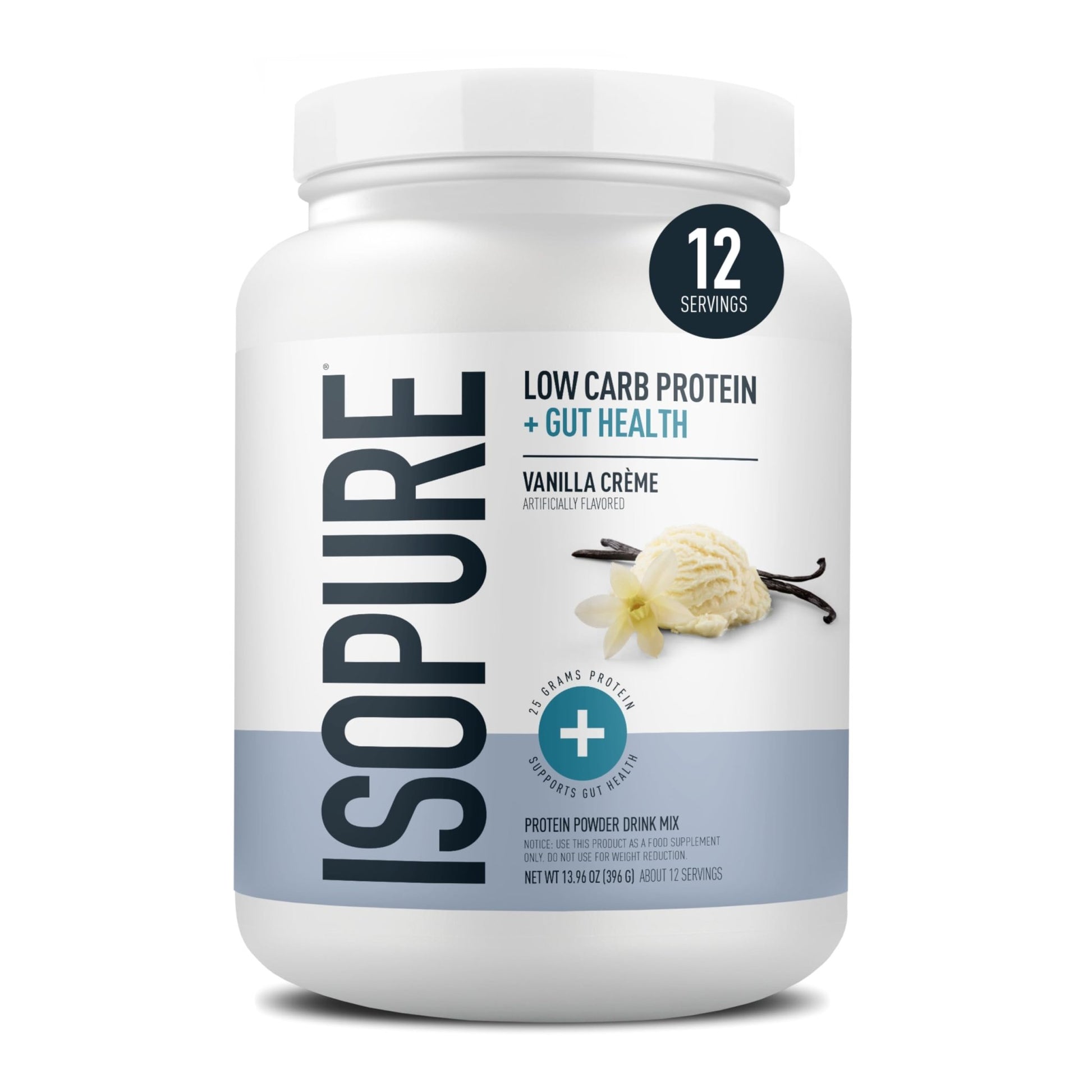Isopure Protein + Gut Health & Immune Support Powder, Vanilla Crème, 25g Whey Protein with Prebiotics & Vitamins, 12 Servings (Pack of 1) - dailyvitalstore