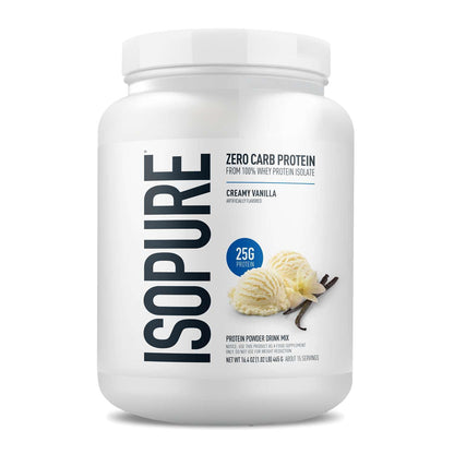 Isopure Zero Carb 100% Pure Whey Isolate Protein Powder, Lactose Free, Gluten Free, with Vitamins, Creamy Vanilla, 25g Protein Per Serving, 1 Lb, - dailyvitalstore
