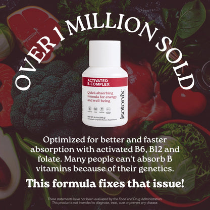 Isotonix Activated B Complex – Vegan B Vitamin Supplement for Energy, Stress Relief, and Nervous System Health – Isotonic Drinkable Formula – 90 Servings - dailyvitalstore
