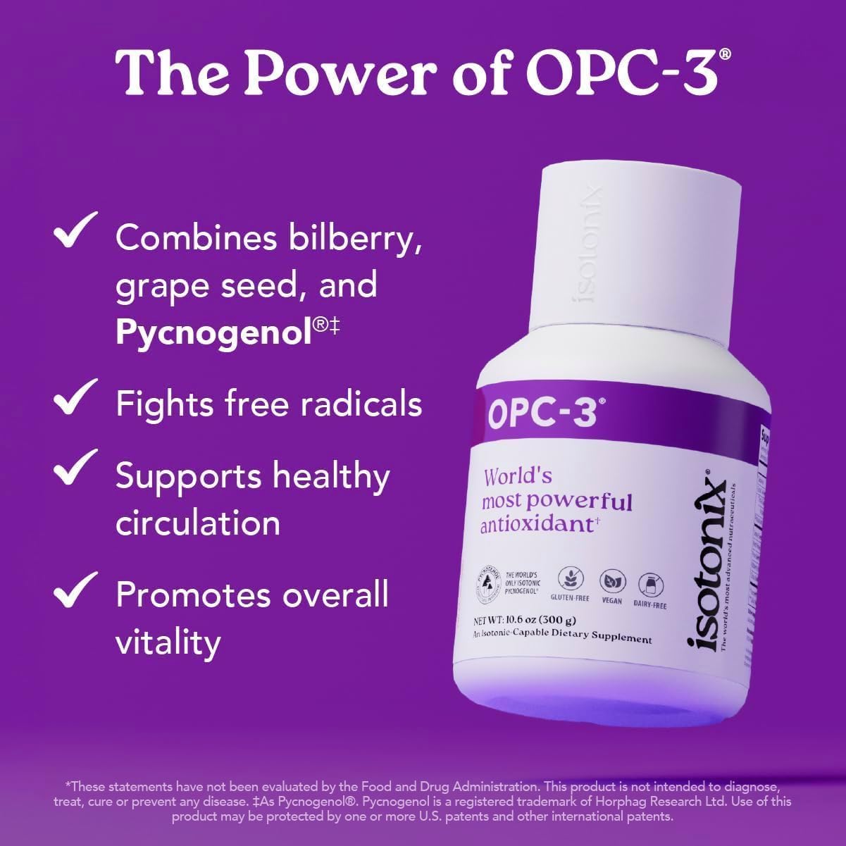 Isotonix OPC-3 Antioxidant Supplement - Pycnogenol, Grape Seed Extracts, Bilberry, Red Wine & Pine Bark Extracts - for Heart & Circulatory Support - dailyvitalstore