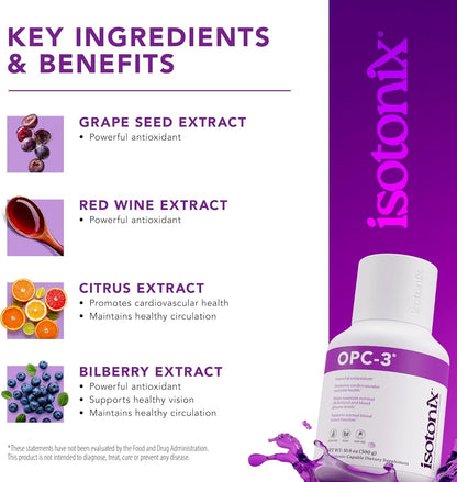 Isotonix OPC-3 Antioxidant Supplement - Pycnogenol, Grape Seed Extracts, Bilberry, Red Wine & Pine Bark Extracts - for Heart & Circulatory Support - dailyvitalstore