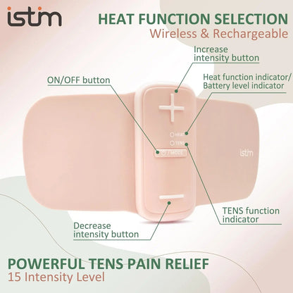 iStim S1 Wireless TENS Unit for Menstrual Relief – Period Pain Relief Device for Period Cramps and Back Pain, TENS Machine with Heat, Rechargeable Drug-Free TENS Massager with Japanese Gel Pads - dailyvitalstore