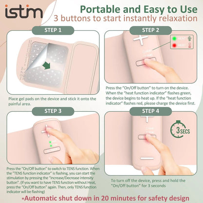 iStim S1 Wireless TENS Unit for Menstrual Relief – Period Pain Relief Device for Period Cramps and Back Pain, TENS Machine with Heat, Rechargeable Drug-Free TENS Massager with Japanese Gel Pads - dailyvitalstore