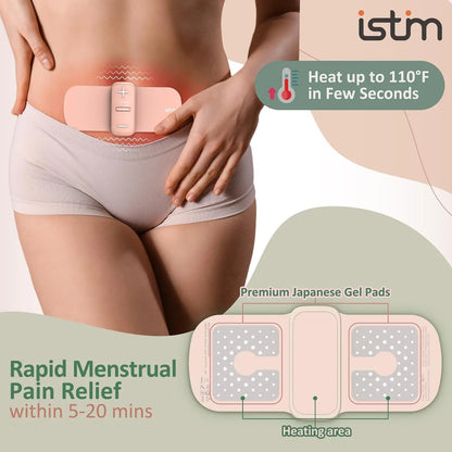 iStim S1 Wireless TENS Unit for Menstrual Relief – Period Pain Relief Device for Period Cramps and Back Pain, TENS Machine with Heat, Rechargeable Drug-Free TENS Massager with Japanese Gel Pads - dailyvitalstore