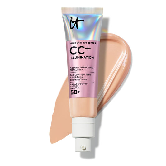 IT Cosmetics CC+ Cream Illumination (Neutral Medium) - Radiant Full Coverage Foundation With SPF 50+, Color Corrector & Hydrating Anti-Aging Serum - dailyvitalstore