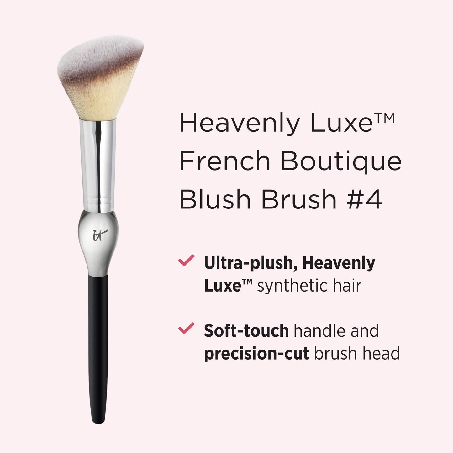 IT Cosmetics Heavenly Luxe French Boutique Blush Brush 4 - Angled Blush Brush for Cheeks - Liquid & Powder Blush Brush - Makeup Brush With Award-Winning Heavenly Luxe Hair - dailyvitalstore
